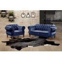 Ver imagem 2 de Kit Namoradeira Duquesa Chesterfield 2 Lugares + 1 Poltrona - Suede Azul Marinho