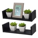 Ver imagem 1 de Kit 2 Prateleiras U 40 X 15cm Preta Suporte Invisível