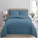 Ver imagem 5 de Cobre Leito Queen Flick Matelado Bordado 3PÇ Percal 300 Fios- Azul