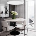 Ver imagem 2 de Mesa de Jantar Tulipa Saarinen Redonda 140 Cm Mármore Carrara Base Branca