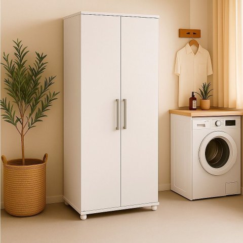Armário Lavanderia Multiuso 2 Portas com 5 Prateleiras