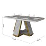 Mesa para Sala de Jantar Retangular Moderna Estampa Marmorizada:branco - 3