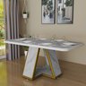 Mesa para Sala de Jantar Retangular Moderna Estampa Marmorizada:branco - 1