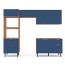 Ver imagem 2 de Cozinha Pérola 270cm Completa Modulada 4 Peças Azul/Freijó Yescasa
