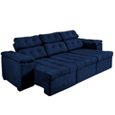 Ver imagem 1 de Sofá New Itália 2,52 metros Retrátil e Reclinável Tecido Suede Azul - Sofá na Web