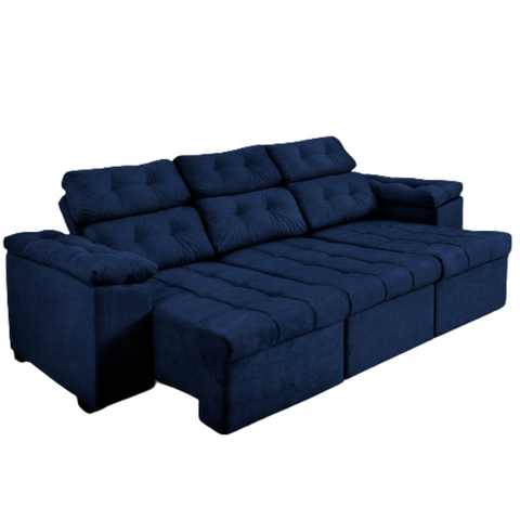 Sofá New Itália 2,52 metros Retrátil e Reclinável Tecido Suede Azul - Sofá na Web