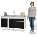 Ver imagem 5 de Balcão Gabinete Para Pia 150cm Sem Tampo 3 Portas 1 Gaveta Dakota Branco/Preto - Lumil