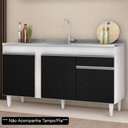 Ver imagem 2 de Balcão Gabinete Para Pia 150cm Sem Tampo 3 Portas 1 Gaveta Dakota Branco/Preto - Lumil