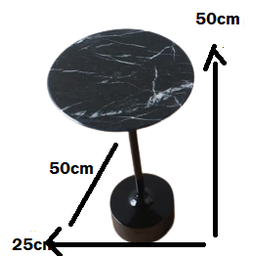 Mesa Lateral Redonda de 25cm, Tampo em Mármore Nero Marquina - 4