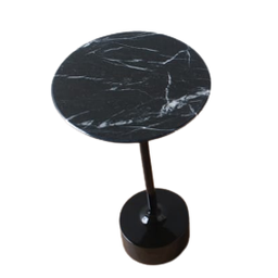 Mesa Lateral Redonda de 25cm, Tampo em Mármore Nero Marquina - 3