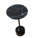 Ver imagem 1 de Mesa Lateral Redonda de 25cm, Tampo em Mármore Nero Marquina