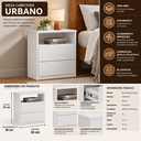 Ver imagem 4 de Mesa de Cabeceira Urbano 100% em MDF 2 Gavetas Cor Branca