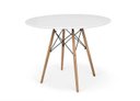 Ver imagem 3 de Conjunto de Mesa 4 Cadeiras Brancas Eames Eiffel 110cm Base Madeira Tampo Branco Branco