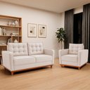 Ver imagem 1 de Kit Sofá 2 Lugares e 1 Poltrona Luxo Moderno Sala de Estar Linho Samuel