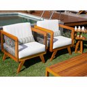 Ver imagem 6 de Sofá de Madeira 2 Lugares Corda Naval + 2 Poltronas Caribe + Mesa Cooler e Lareira