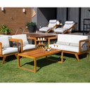 Ver imagem 1 de Sofá de Madeira 2 Lugares Corda Naval + 2 Poltronas Caribe + Mesa Cooler e Lareira