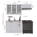 Ver imagem 3 de Cozinha Modulada 3 Peças Balcão sem Tampo Armário Aéreo com Vidro 100% MDF com Rodapé Bari
