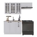 Ver imagem 2 de Cozinha Modulada 3 Peças Balcão sem Tampo Armário Aéreo com Vidro 100% MDF com Rodapé Bari