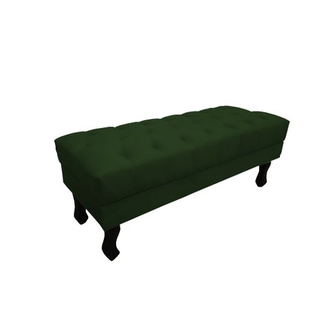 Recamier Luis Xv Capitonê Retrô 120cm Suede Verde Pés Madeira Mz Decor