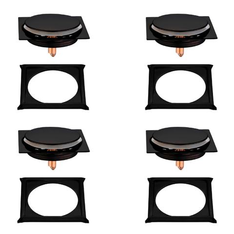 Kit C/4 Ralo e Porta Grelha Inox Piso Click 10x10 Cm Preto