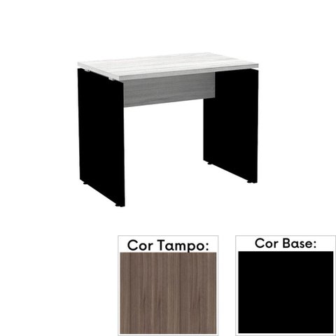 Mesa de Escritório Pé Painel Pe25 em Mdp 120 x 60cm Cor Walnut e Base Preta
