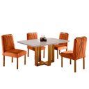 Ver imagem 2 de Conjunto Sala de Jantar 4 Lugares Mesa Com Tampo Em Vidro e Cadeiras Veludo Móveis Mix