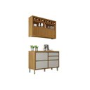 Ver imagem 1 de Cozinha Modulada Nesher Baronesa 2 Peças (1 Armário + 1 Balcão) C2P23 Freijo/Off White