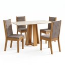 Ver imagem 2 de Conjunto Sala de Jantar Mesa Lisa 120cm Tampo MDF Canto Reto 4 Cadeiras Evelin