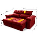 Ver imagem 3 de Sofá Retrátil/Reclinável Verona 1,50m Suede Velut Vermelho c/ Molas no Assento - King House
