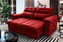Ver imagem 1 de Sofá Retrátil/Reclinável Verona 1,50m Suede Velut Vermelho c/ Molas no Assento - King House