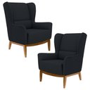 Ver imagem 1 de 2 Poltronas Base Manu Madeira B-300 Veludo Preto Domi