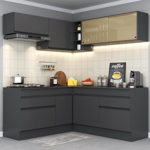 Armário De Cozinha Completa De Canto Mp2097.895 Preto