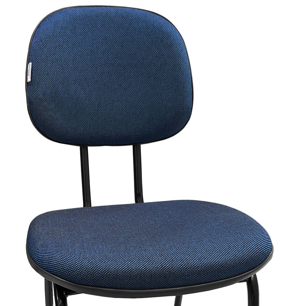 Cadeira de Escritório Secretaria Fixa Pé Palito Tecido JSerrano Azul Com Preto para Recepção - 2