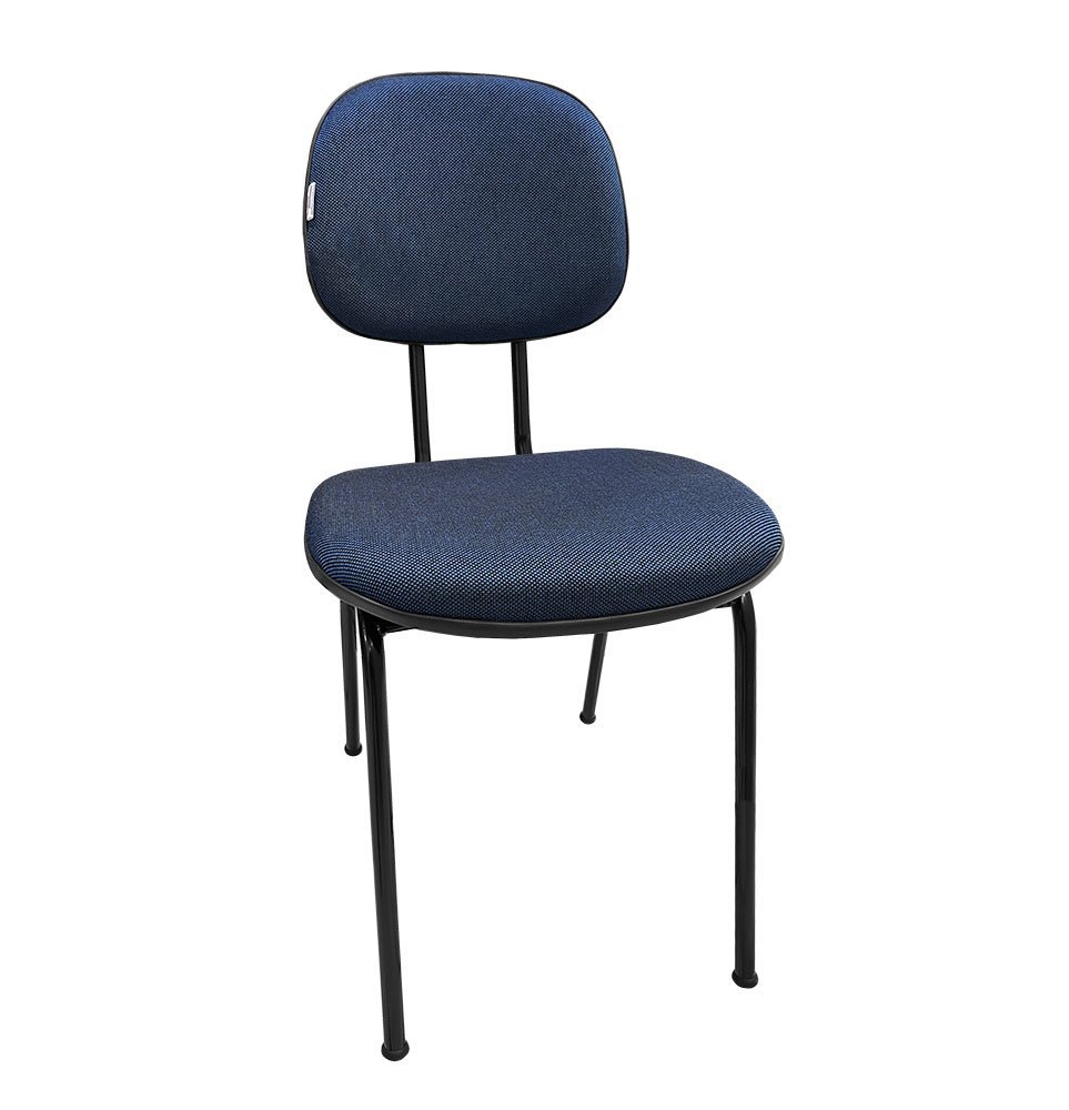 Cadeira de Escritório Secretaria Fixa Pé Palito Tecido JSerrano Azul Com Preto para Recepção
