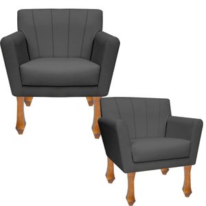 Kit Poltronas Decorativa Clinicas Iza Retro - Dritex:sintetico Cinza