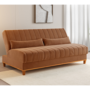 Sofa Cama Veneza 1,80 Reclinável 3 Lugares Veludo Terracota - Casa Giulia