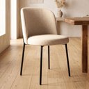 Ver imagem 3 de Cadeira Decorativa Sala de Jantar Elegance Base Preta Linho Bege - Montanaris Decor
