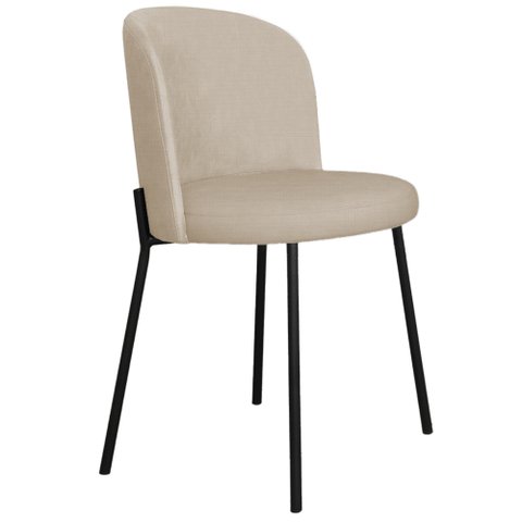 Cadeira Decorativa Sala de Jantar Elegance Base Preta Linho Bege - Montanaris Decor