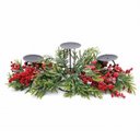 Ver imagem 1 de Porta 3 Velas com Folhas e Frutas em Vermelho e Verde 22x50x22cm - Cromus