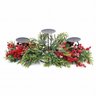 Porta 3 Velas com Folhas e Frutas em Vermelho e Verde 22x50x22cm - Cromus - 1