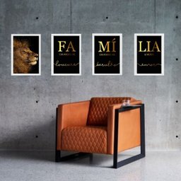 Kit 4 Quadros Família - Leão Dourado 33x24cm:madeira Branca - 2 Kit 4 Quadros Família - Leão Dourado 33x24cm:madeira Branca - 2