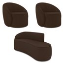 Ver imagem 1 de Sofá 3 Lugares Orgânico 180cm Morgan e 2 Poltronas Lua Suede Marrom D03 - D’Rossi