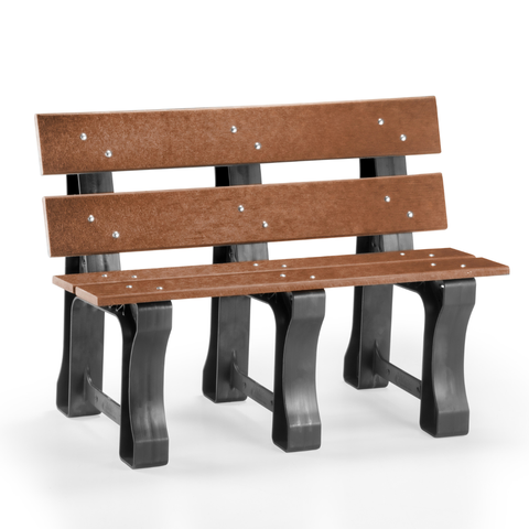 Banco de Jardim Madeira Plástica 1,10 M:marrom/kit Zincado Branco