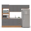 Ver imagem 5 de Cozinha Pérola 270cm com Rodapé 4 Peças Cinza/Freijó Yescasa