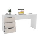 Ver imagem 3 de Mesa para Escritório Madri 3 Gavetas Creme/branco - Politorno