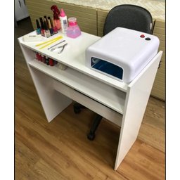 MESA DE MANICURE COM PRATELEIRA BRANCA SALÃO DE BELEZA - 3