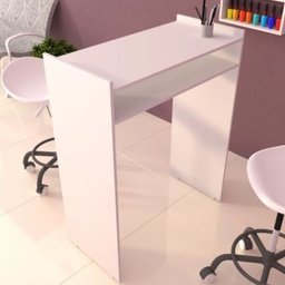 MESA DE MANICURE COM PRATELEIRA BRANCA SALÃO DE BELEZA - 4