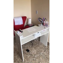 MESA DE MANICURE COM PRATELEIRA BRANCA SALÃO DE BELEZA - 6