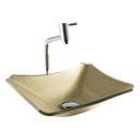 Ver imagem 2 de Kit Banheiro Cuba de Vidro Retrô 38 Cm + Torneira Link + Válvula Click + Sifão - Dourado