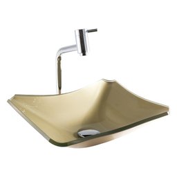 Kit Banheiro Cuba de Vidro Retrô 38 Cm + Torneira Link + Válvula Click + Sifão - Dourado - 2